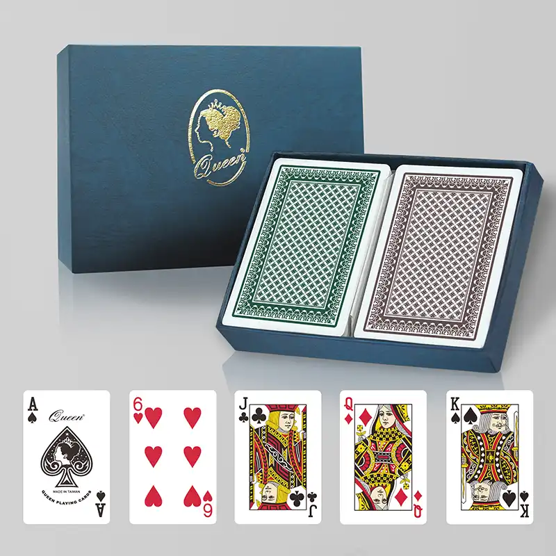 賭場規格塑膠撲克牌 - 標準兩角 橋牌尺寸 - 雙副裝