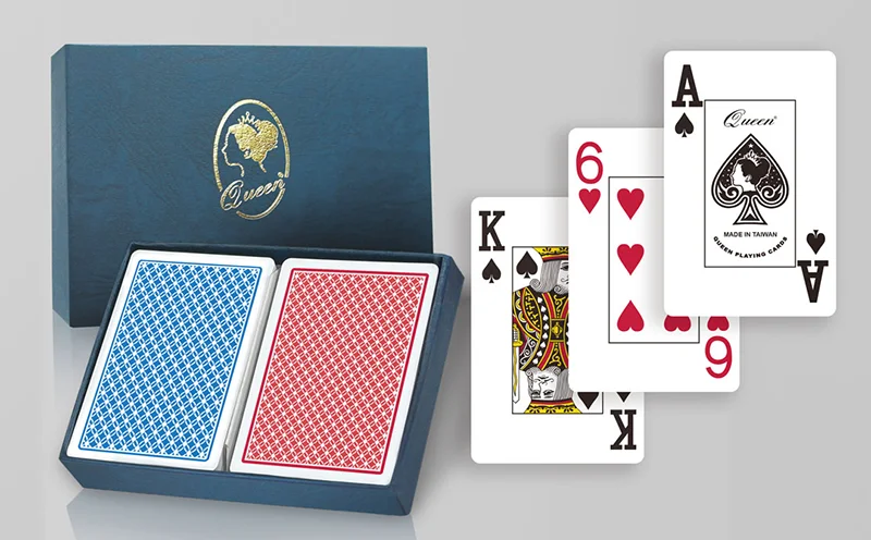 Tamaño del puente de cartas de póquer de plástico de nivel de casino - Índice jumbo - Juego de 2 barajas