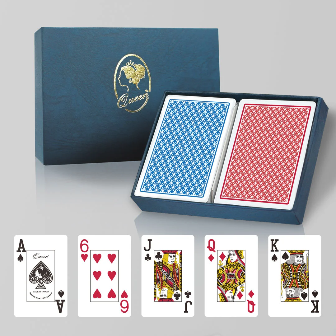 Casino-Level-Plastik-Pokerkarten Bridge-Größe – Jumbo-Index – 2-Deck-Set
