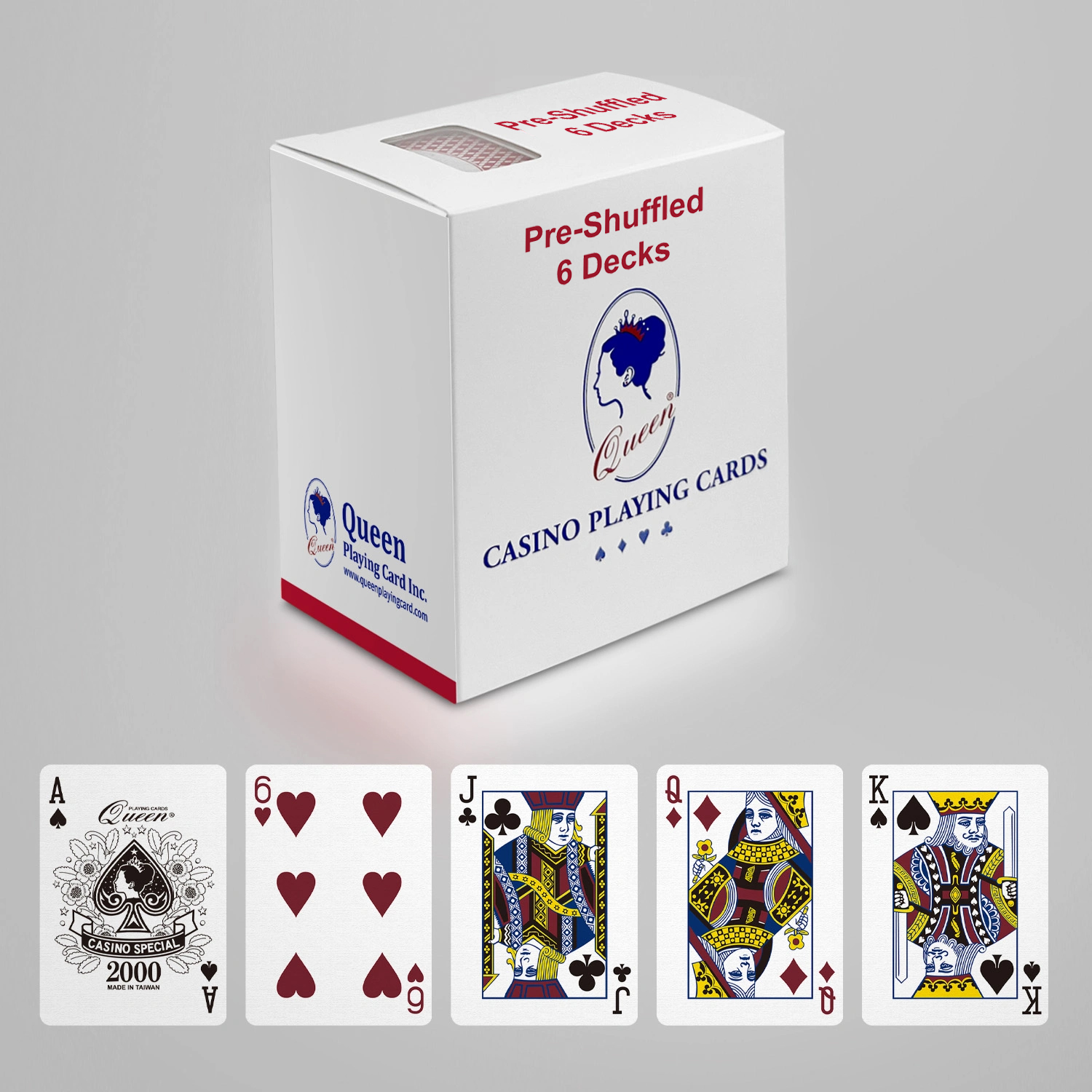 Cartes à jouer professionnelles en papier pour salle de cartes Taille poker - Index standard - Ensemble de 6 jeux pré-mélangés disponibles