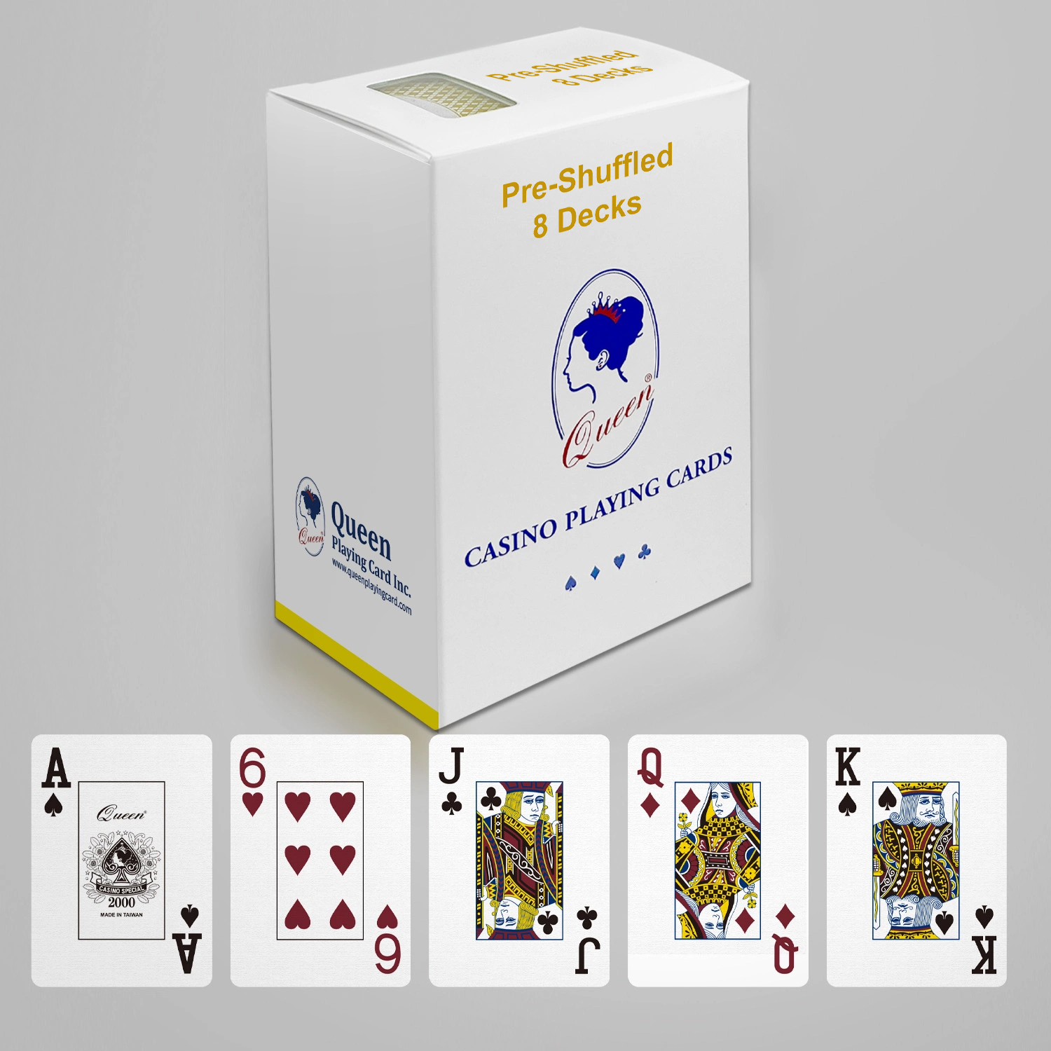Cartes à jouer professionnelles en papier pour salle de cartes Taille du poker - Index standard - Ensemble de 8 jeux pré-mélangés disponibles
