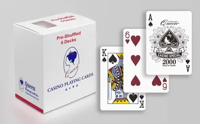 賭場專業撲克紙牌 - 標準兩角 撲克尺寸 - 六副裝 可預洗